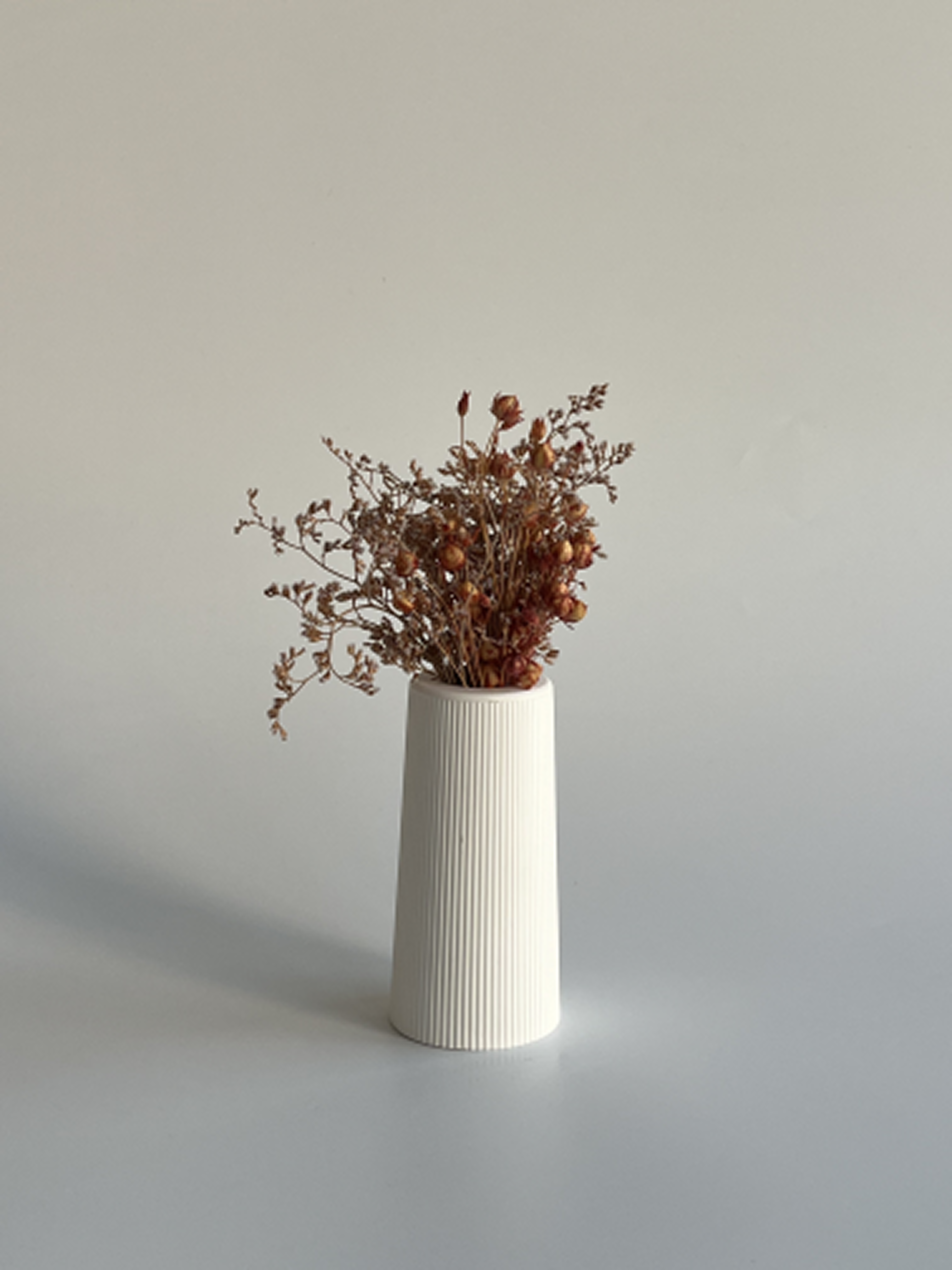 Dikey Çizgi Vazo - Ivory